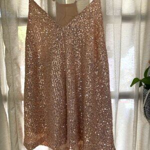 Winter Holiday Party Sequin Rose Gold Top in a size XL